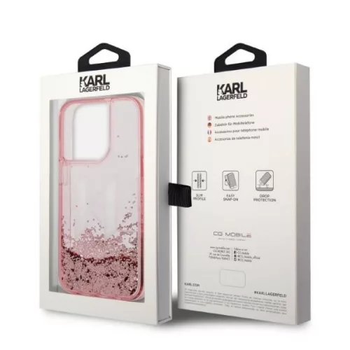 Karl Lagerfeld - Hardcase Glitter (KLHCP14LLBKLCP) - iPhone 14 Pro - Pink Liquid Big KL