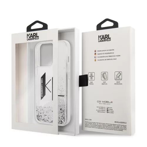 Karl Lagerfeld - Hardcase Liquid Glitter (KLHCP14LLBKLCS) - iPhone 14 Pro - Big KL