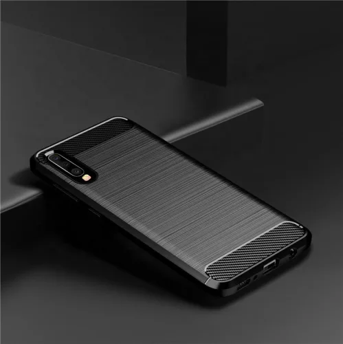 Techsuit - Carbon szilikon tok - Samsung Galaxy A70 / A70s - Fekete