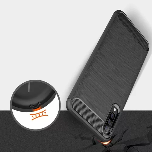 Techsuit - Carbon szilikon tok - Samsung Galaxy A70 / A70s - Fekete