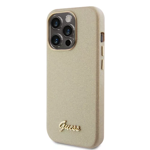 Guess - Csillámos Fényes Felirat (GUHCP15LPGMCSD) - iPhone 15 Pro - Csillogó Bézs