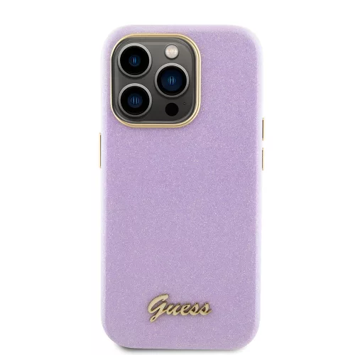 Guess - Csillámos Fényes Felirat (GUHCP15LPGMCSL) - iPhone 15 Pro - Világos Lila