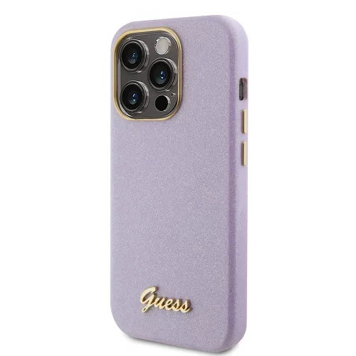 Guess - Csillámos Fényes Felirat (GUHCP15LPGMCSL) - iPhone 15 Pro - Világos Lila