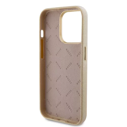 Guess - Csillámos Fényes Felirat (GUHCP15XPGMCSD) - iPhone 15 Pro Max - Csillogó Bézs