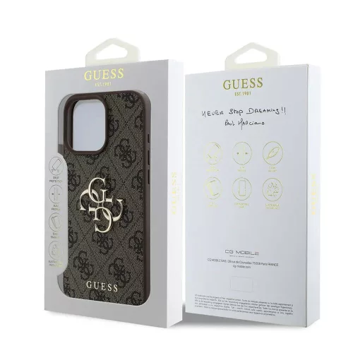 Guess - Keménytok 4G Nagy Logó (GUHCP16L4GMGBR) - iPhone 16 Pro - Barna