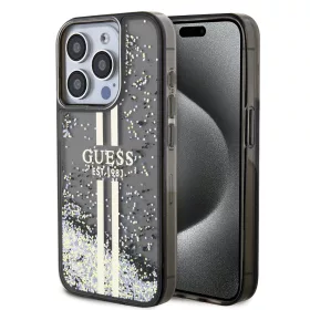  Guess - Folyékony Csillámos Arany Csíkos (GUHCP15LLFCSEGK) - iPhone 15 Pro - Fekete