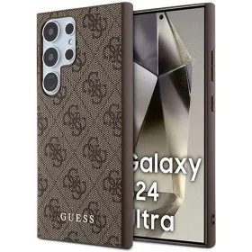   Guess - Keménytok 4G Arany Fém Logó (GUHCS24LG4GFBR) - Samsung Galaxy S24 Ultra - Barna