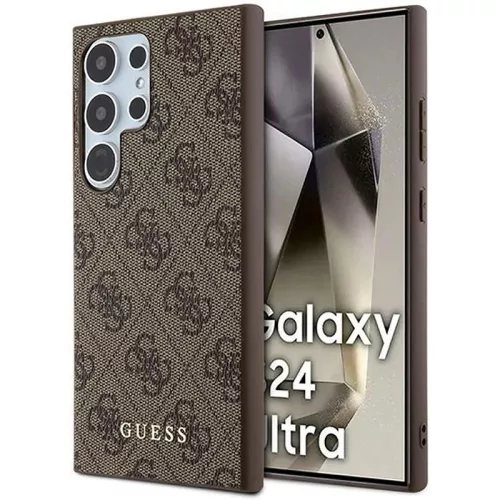 Guess - Keménytok 4G Arany Fém Logó (GUHCS24LG4GFBR) - Samsung Galaxy S24 Ultra - Barna