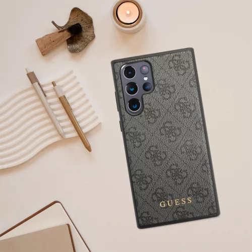 Guess - Keménytok 4G Arany Fém Logó (GUHCS24LG4GFBR) - Samsung Galaxy S24 Ultra - Barna