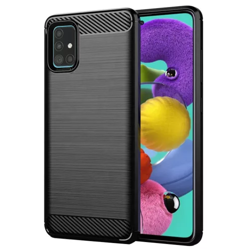 Techsuit - Carbon szilikon tok - Samsung Galaxy A51 4G - Fekete