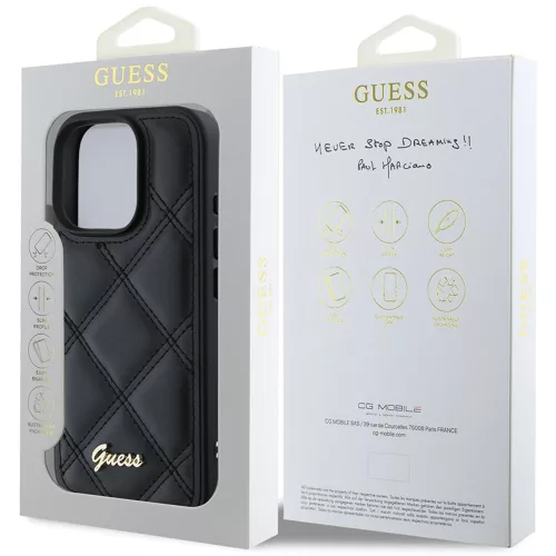 Guess - Steppelt Fém Logó (GUHCP16LPSQSQSK) - iPhone 16 Pro - Fekete