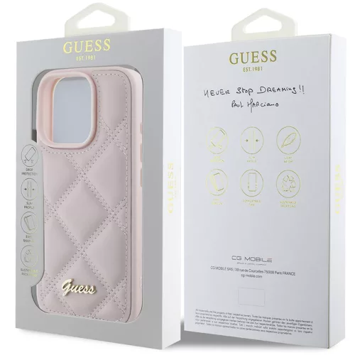 Guess - Steppelt Fém Logó (GUHCP16LPSQSQSP) - iPhone 16 Pro - Rózsaszín