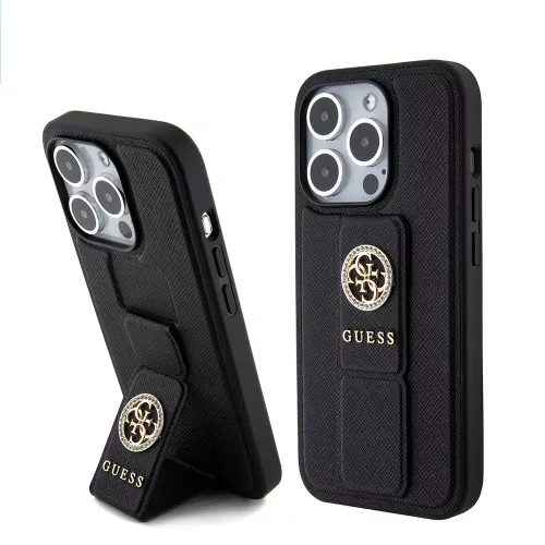 Guess - Kitámasztós 4G Saffiano Strass - iPhone 15 Pro Max (GUHCP15XPGSSADK) - Black