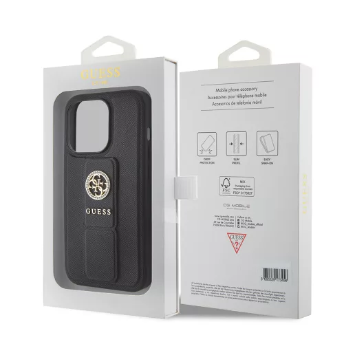 Guess - Kitámasztós 4G Saffiano Strass - iPhone 15 Pro Max (GUHCP15XPGSSADK) - Black