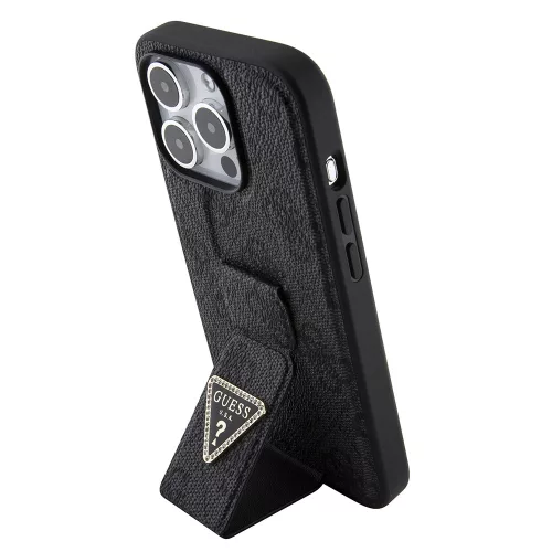 Guess - Kitámasztós 4G Háromszög Strassz (GUHCP15XPGS4TDK) - iPhone 15 Pro Max - Fekete