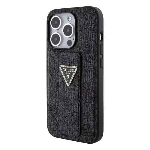 Guess - Kitámasztós 4G Háromszög Strassz (GUHCP15XPGS4TDK) - iPhone 15 Pro Max - Fekete