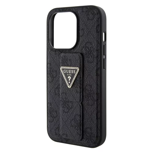 Guess - Kitámasztós 4G Háromszög Strassz (GUHCP15XPGS4TDK) - iPhone 15 Pro Max - Fekete