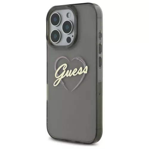 Guess - Keménytok IML Szíves (GUHCP16LHCHGSPK) - iPhone 16 Pro - Fekete