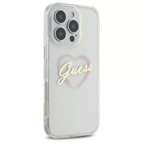 Guess - Keménytok IML Szíves (GUHCP16XHCHGSPT) - iPhone 16 Pro Max - Átlátszó