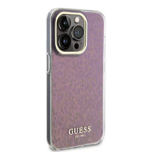 Guess - Keménytok IML Csiszolt Tükrös Disco Gyöngyházfényű (GUHCP15LHDECMP) - iPhone 15 Pro - Rózsaszín