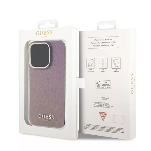 Guess - Keménytok IML Csiszolt Tükrös Disco Gyöngyházfényű (GUHCP15LHDECMP) - iPhone 15 Pro - Rózsaszín
