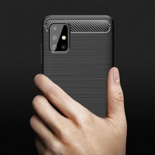 Techsuit - Carbon szilikon tok - Samsung Galaxy A51 4G - Fekete