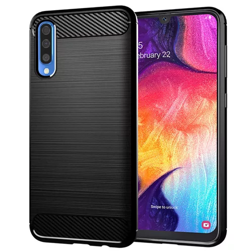 Techsuit - Carbon szilikon tok - Samsung Galaxy A30s / A50 / A50s - Fekete