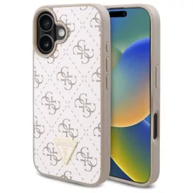   Guess - Keménytok 4G Háromszög Fém Logó (GUHCP16SPG4GPH) - iPhone 16 - Fehér