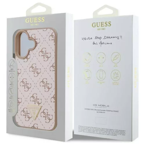 Guess - Keménytok 4G Háromszög Fém Logó (GUHCP16SPG4GPH) - iPhone 16 - Fehér