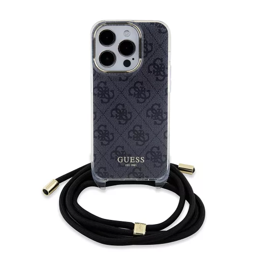 Guess - Zsinóros Keresztpántos 4G Mintás (GUHCP15LHC4SEK) - iPhone 15 Pro - Fekete