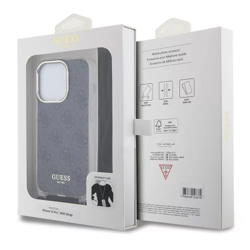 Guess - Zsinóros Keresztpántos 4G Mintás (GUHCP15LHC4SEK) - iPhone 15 Pro - Fekete