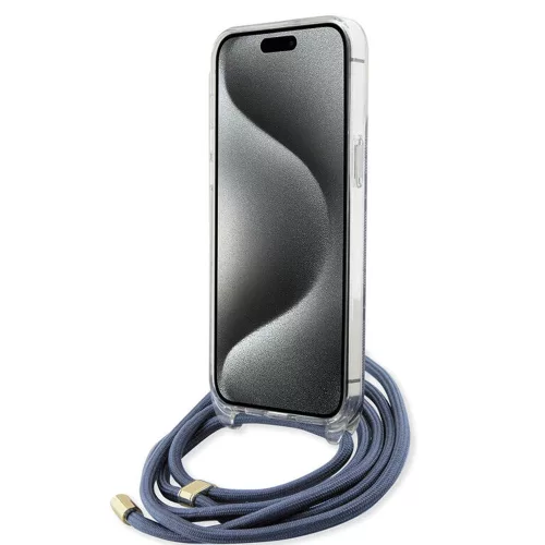 Guess - Zsinóros Keresztpántos 4G Mintás (GUHCP15LHC4SEB) - iPhone 15 Pro - Kék