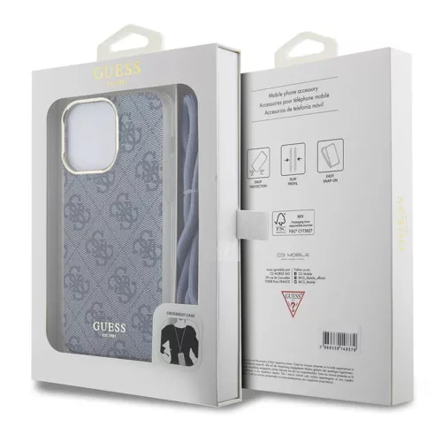 Guess - Zsinóros Keresztpántos 4G Mintás (GUHCP15LHC4SEB) - iPhone 15 Pro - Kék