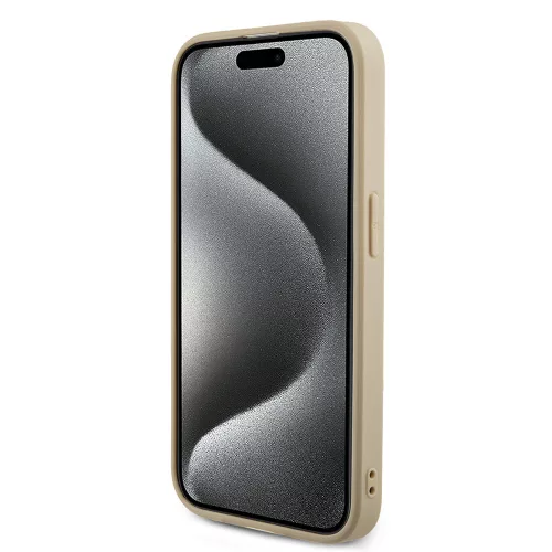 Guess - Saffiano Gyöngyházfényű Felirat (GUHCP15LPSAIRSD) - iPhone 15 Pro - Arany