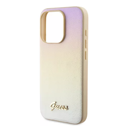 Guess - Saffiano Gyöngyházfényű Felirat (GUHCP15LPSAIRSD) - iPhone 15 Pro - Arany