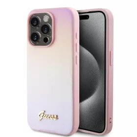   Guess - Saffiano Gyöngyházfényű Felirat (GUHCP15LPSAIRSP) - iPhone 15 Pro - Rózsaszín