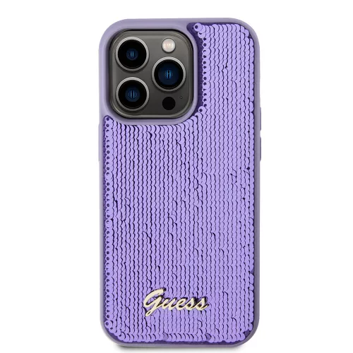 Guess - Flitteres Fém Felirat (GUHCP15LPSFDGSU) - iPhone 15 Pro - Lila