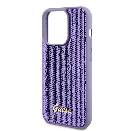 Guess - Flitteres Fém Felirat (GUHCP15LPSFDGSU) - iPhone 15 Pro - Lila
