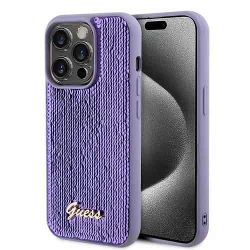 Guess - Flitteres Fém Felirat (GUHCP15XPSFDGSU) - iPhone 15 Pro Max - Lila