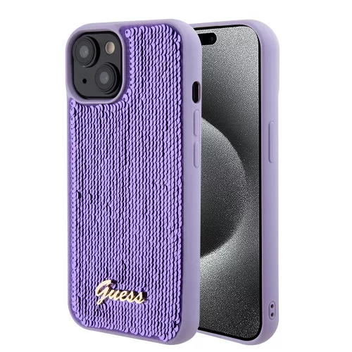 Guess - Flitteres Fém Felirat (GUHCP15SPSFDGSU) - iPhone 15 - Lila