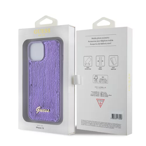 Guess - Flitteres Fém Felirat (GUHCP15SPSFDGSU) - iPhone 15 - Lila