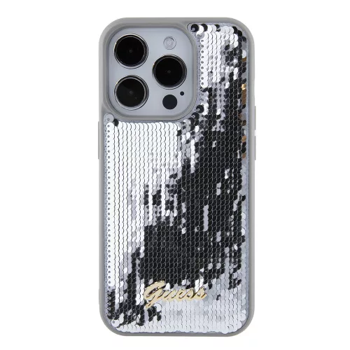 Guess - Flitteres Fém Felirat (GUHCP15XPSFDGSS) - iPhone 15 Pro Max - Ezüst
