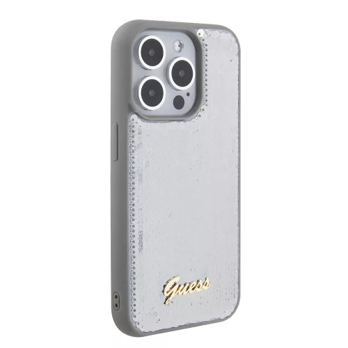 Guess - Flitteres Fém Felirat (GUHCP15XPSFDGSS) - iPhone 15 Pro Max - Ezüst
