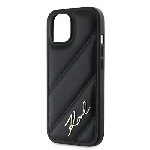 Karl Lagerfeld - Diagonal Quilted Script (KLHCP15SPQDSMGK) - iPhone 15 - Black