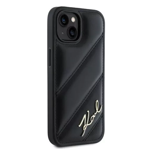 Karl Lagerfeld - Diagonal Quilted Script (KLHCP15SPQDSMGK) - iPhone 15 - Black