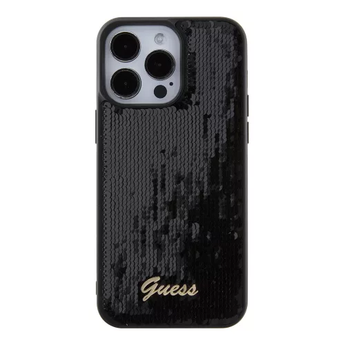 Guess - Flitteres Fém Felirat (GUHCP15XPSFDGSK) - iPhone 15 Pro Max - Fekete