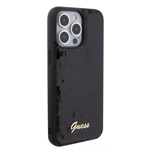 Guess - Flitteres Fém Felirat (GUHCP15XPSFDGSK) - iPhone 15 Pro Max - Fekete