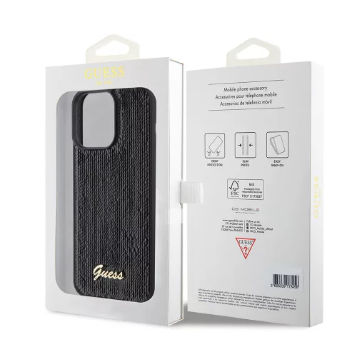 Guess - Flitteres Fém Felirat (GUHCP15XPSFDGSK) - iPhone 15 Pro Max - Fekete