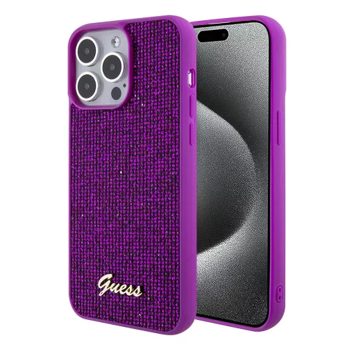 Guess - Disco Fém Felirat (GUHCP15LPMSDGSF) - iPhone 15 Pro - Fukszia