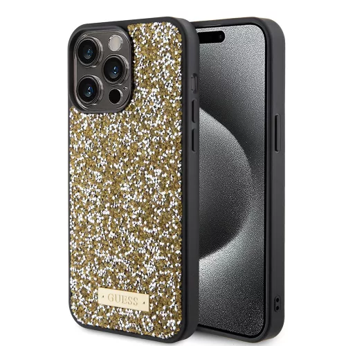 Guess - Strassz Fém Logó (GUHCP15LPFGSBSD) - iPhone 15 Pro - Sárga